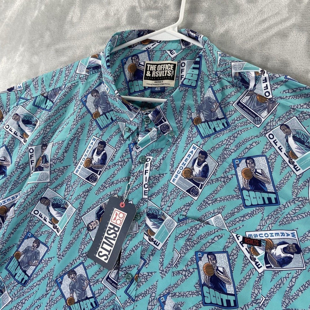 RSVLTS Shirt men's 4XL The Office x Roosevelts Button Down Basketball Cards NWT - Picture 2 of 13